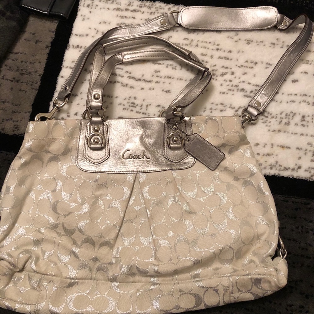 Silver Large Coach Bag